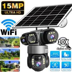 15MP V380 pro WIFI Solar Camera Camera 3 Lens 3 Screen 10X Zoom Body Detection Waterproof Night Vision CCTV Security Protection