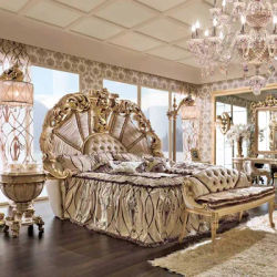 European Luxury Double Bed Carving Court Queen Lounge Bedroom Bed Design Aesthetics Comfortable Wedding Muebles Home Furniture
