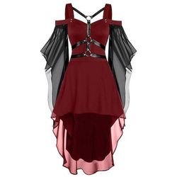 Punk Gotico Vestito Manica a Campana Strega Ragazza gotica Senza spalline Orlo asimmetrico Costume Per donna Halloween Carnevale Performance Feste Adulti Vestito