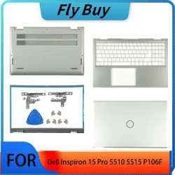 Nouveau boîtier pour ordinateur portable Dell Inspiron 15 Pro 5510 5515 P106F, lunette avant en aluminium, repose-paume, boîtier inférieur, charnières, couverture arrière LCD