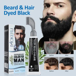 Hair Dye Cream Black Beard Dye Cream For Men Permanent Plant Beard Dye Shampoo Fast Cover White Grey Beard Hair Care