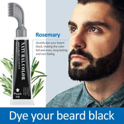 3 Minutes Black Beard Dye Cream With Comb 80ml Rosemary Natural Black Beard Dye Shampoo Pure Plant-Based Instant Hair Dye Cream