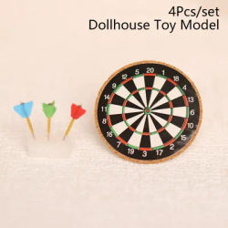 1Set 1:12 Dollhouse Miniature Darts Flying Disk Sports Toy Set Mini Darts Sports Set Model Home Outdoor Scene Accessories