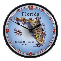 Collectable Sign and Clock State of Florida Backlit Wall Clock