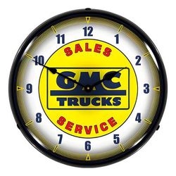 Collectable Sign and Clock GMC Trucks Sales Service Backlit Wall Clock