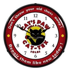 Collectable Sign and Clock Cat-Tex Soles Backlit Wall Clock