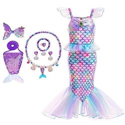 Settimana del libro 2026 La sirenetta La sirenetta La coda della sirenetta Abito da principessa acquamarina Abito da Halloween Costume da cosplay Costume da festa a tema Cosplay Film Cosplay per bambine Carnevale in maschera per bambini
