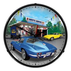 Collectable Sign and Clock 1963 Corvette Backlit Wall Clock