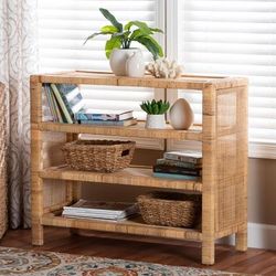 Abelia Natural Rattan 4-Tier Display Shelf by Bali & Pari in Natural (Size OS)