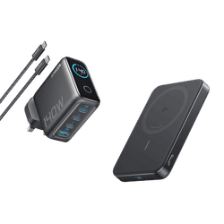 Anker Laptop Charger (140W, 4-Port, PD 3.1) with USB-C Cable + Anker MagGo Power Bank (10K, Slim)
