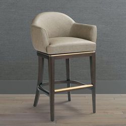 Blanchett Swivel Bar & Counter Stool - 31" Bar Height, Sable Bar Stool, Grey Gray Leather, Set of Three - Frontgate