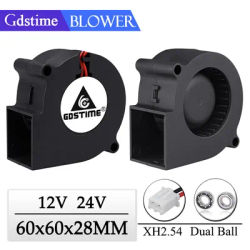 1Pcs Gdstime Brushless DC 12V 24V Cooler Fan 60x60x28mm 60mm 2Pin Centrifugal Blower Fan 6028 6cm Sleeve&Dual Ball Radiator Fan