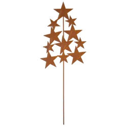 Arbre effet rouillé "étoiles" en métal, marron, 38 cm