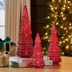 Christmas Merry Mercury Glass Tree, Set Of Three - Red - Grandin Road