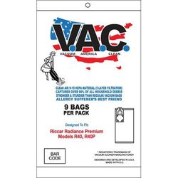 Riccar Radiance Premium Type R40/R40P Replacement HEPA Filter Bags, 9 Pack