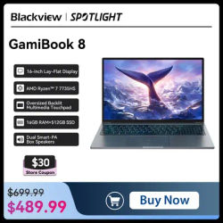 Blackview GamiBook 8 Laptop 16" 1920*1200 Display AMD Ryzen™ 7 7735HS Processor 57Wh Battery 65W Fast Charge Win11pro Wi-Fi 6