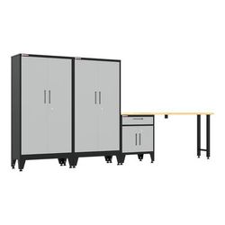Armadillo Tough Grey 4-Piece Garage Cabinet Set with Levelers