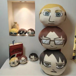 30cm Stuffed Anime Attack on Titan Levi Mikasa Ackerman Eren Jaeger Hange Zoe Soft Plush Pendant Dumpling Pillow Steamed Bun