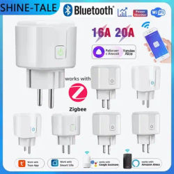 ZigBee Tuya Smart WiFi Plug Socket EU Outlet 16A/20A Power Monitor Timer Voice Control Alexa Google Home Smart Life Yandex Alice