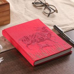 'Kamadhenu-Themed Strawberry 58-Page Handmade Paper Journal'