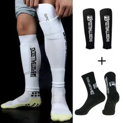 2 pièces ensemble hommes chaussettes de Football Football sport Grip chaussettes jambe couverture adulte anti-dérapant basket-ball Football chaussettes