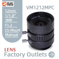 12mm Lens cs-mount Camera 1/1.8'' CMOS Sensors 3MP Machine Vision f1.2 Manual Iris FA Mini Lens for Industrial Cameras
