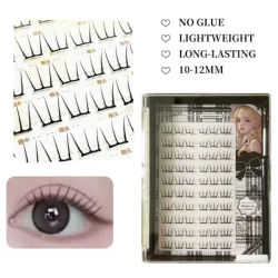 80 Clusters Fairy False Eyelashes Thin Individual Lashes Naturally Heat Bonded Extension for Natural Soft Fluffy Makeup No-Gule
