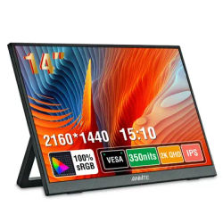 14-inch 2.5K 2160*1440 Portable Monitor 60HZ For Laptop XBox PS4 / 5 Switch TV Box Cell Phone PC Extension Mobile
