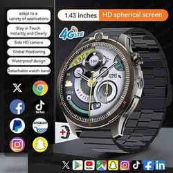 LW9 Orologio intelligente 1.43 pollice Orologio da Corsa Fitness Smartwatch Bluetooth 4G Monitoraggio della temperatura Contapassi Promemoria chiamata Compatibile con Android iOS Da uomo GPS Standby