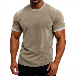 Per uomo Maglietta Manica Corta Maniche Corte Girocollo Scollo a V Estate Tutte le stagioni Tinta unica Vintage Moda Designer Blocco di colore Vacanza Streetwear Casuale Nero Blu Verde chiaro