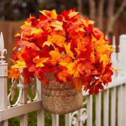 Artificial Canadian Maple Leaf Branch Autumn Rustic Wedding Decoration Accessories Fake Flower Plants Centerpieces For Tables