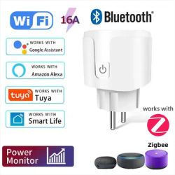 ZigBee 3.0 WiFi Smart Plug EU 16A/20A Power Monitor Socket Smart Life APP Remote Control Timer Voice Control Alexa Google Home