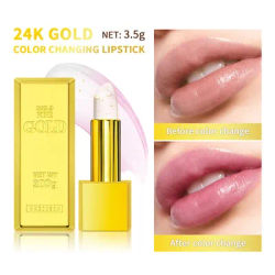 Luxurious 24K Gold Lipstick Color Changing Balm 2 in 1 Lip Blush Balm Brightens Natural Lips Deep Hydration Long Lasting
