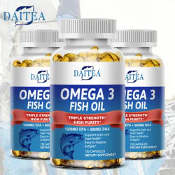 Omega-3 Fish Oil - Rich in Omega-3 Fatty Acids, EPA, DHA - Good for Heart, Brain, Eyes, Immune Health, Triple Strength Capsules