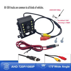 Reversing image 170 AHD 1080P/720 mirror 8LED wide-angle lens HD starlight night vision car rearview camera bus card car.