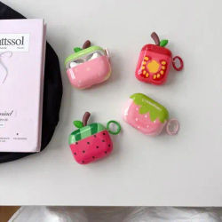 Colorful Fruits Pattern IMD Earphone Case with Hook For Airpods Series, 1, 2, 3, 4,Pro, Pro2, Anti-fall, Shockproof