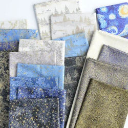 145x50cm Flower Patchwork Gilding Sequins Thick Christmas Tree Plant Cotton Fabric, DIY Handmade Clothing Bag, Book Sewing Cloth