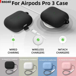 Soft Skin Case For AirPods Pro 3 Silicone Case with Keychain & Cleaning Kit for Women Men for AirPods Pro 3rd Generation(2025)