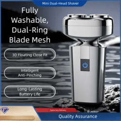 Men's Professional Shaver IPX7 Waterproof Shaving Machine with Floating Double Blade Mini Electric Razor Idea Gift Beard Trimmer