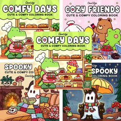 ﻿ Halloween Spectre Coloring Book Spooky Cutie Coloring Book for Adults and Teen Featuring Adorable Hygge Creatures Painting Gif