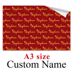 3pcs Custom Name Christmas Wrapping Paper-Personalized A3 Gift Wrap With Santa Hat Design,Festive Paper For Diy Craft,Xmas Decor