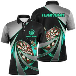 Personalized Dart Board Water Fire 3D Dragon Darts Polo Shirts For Men Team League Darts Jerseys Outfits Gifts For Darts Lovers