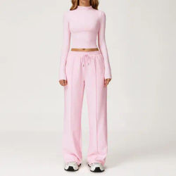 Yoga Set 2PCS Women Sportswear Push Up Workout Clothes Sports Suits Gym Legging Fitness Bra Crop Top Long Sleeve Athletic Wear