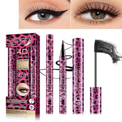 2-in-1 Mascara Cosmetics Eyeliner Set Eyelash Extension Long Curling Thick Mascara Eyeliner Gel Long-wearing lash lifting Makeup