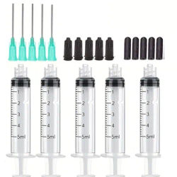 Multifunction 5ml Syringe Blunt Tip Needle Storage Cap Glue Applicator, Oil Dispenser