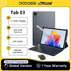 Global Version DOOGEE Tab E3 Tablet Gemini AI Android 15 11" FHD+ 8800mAh 32GB(8+24) 256GB Helio G100 Dual Speakers 2 In1 Tablet