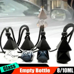 8/10ML Dyed Square Triangle Cap Empty Bottle Car Essential Oil Diffuser Fragrance Air Freshener Scent Perfume Bottle Ornament