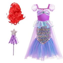 Settimana del libro 2026 La sirenetta, fiaba, principessa Ariel, vestito, costume, coda di sirena, personaggi dei libri di fiabe, film, cosplay, per bambine, carnevale, spettacolo mondiale, evento scolastico, travestimento