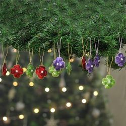 'Spring-Themed Multicolor 12-Piece Sequin-Beaded Ornament Set'