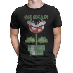 Super Marios Piranha Plant Oh Snap Vintage T Shirt Men 100% Cotton Vintage T-Shirts Crewneck Tees Short Sleeve Clothes 6XL